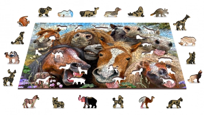 Puzzle in legno cavalli ovunque 2 in 1