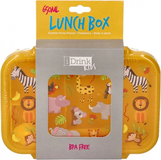 scatola porta pranzo per bambini safari 650 ml con cucchiaio e forchetta