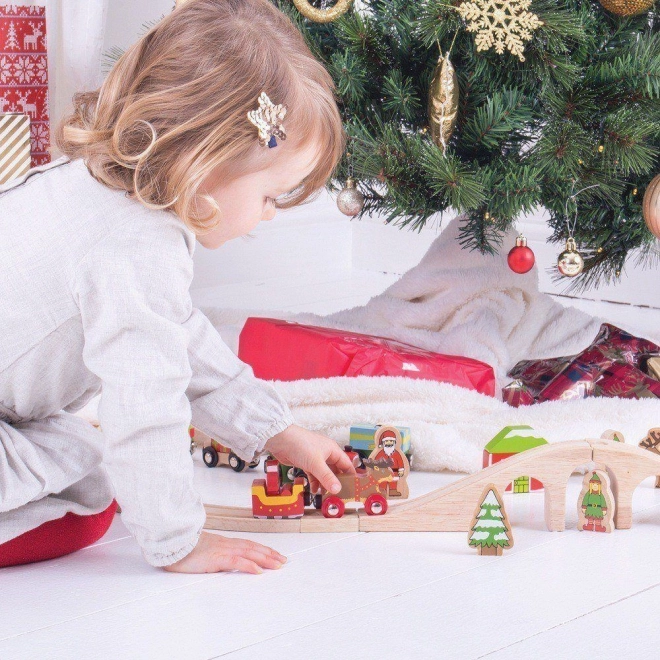 Babbo Natale e renne set ferroviario con binario