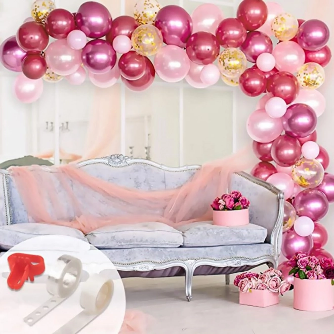 Ghirlanda di palloncini rosa scuro e oro rosa