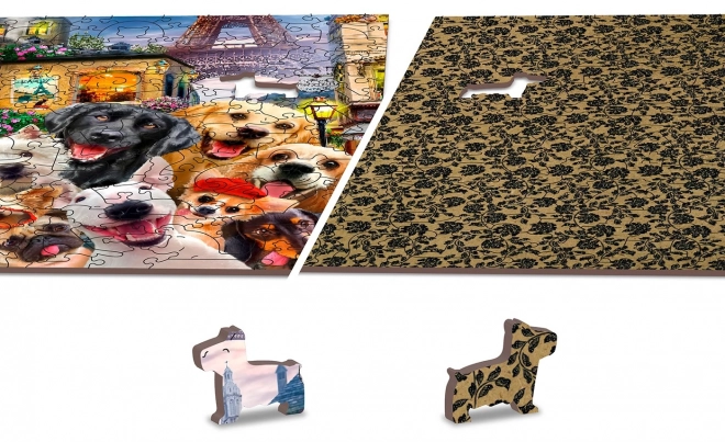 Puzzle in legno Cuccioli a Parigi 2 in 1, 75 pezzi