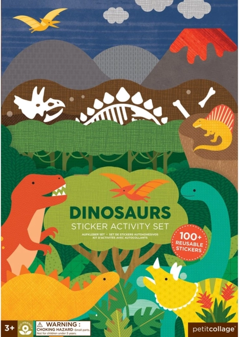 Petit Collage adesivi riutilizzabili – scena dei dinosauri