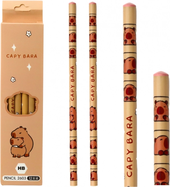 Set di matite da disegno con capibara 12 pezzi