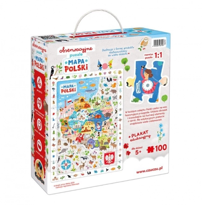 Puzzle osservative - Mappa della Polonia 100 pezzi