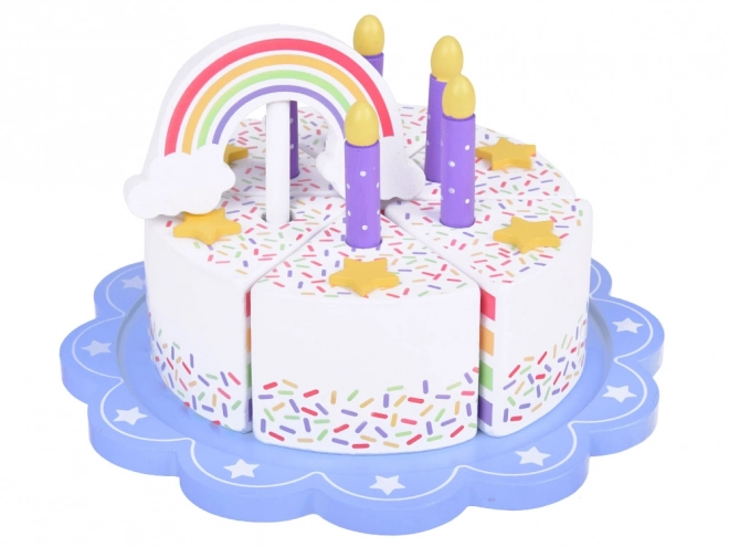 Torta di compleanno in legno a fette per bambini