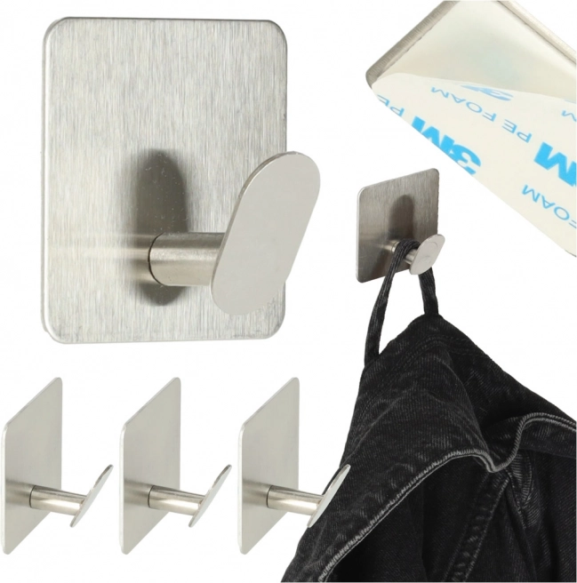 Set di 4 ganci metallici autoadesivi per parete