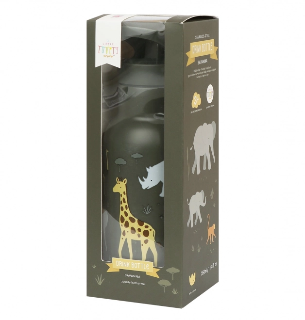 A Little Lovely Company Bottiglia in acciaio inox 500 ml – Animali della savana