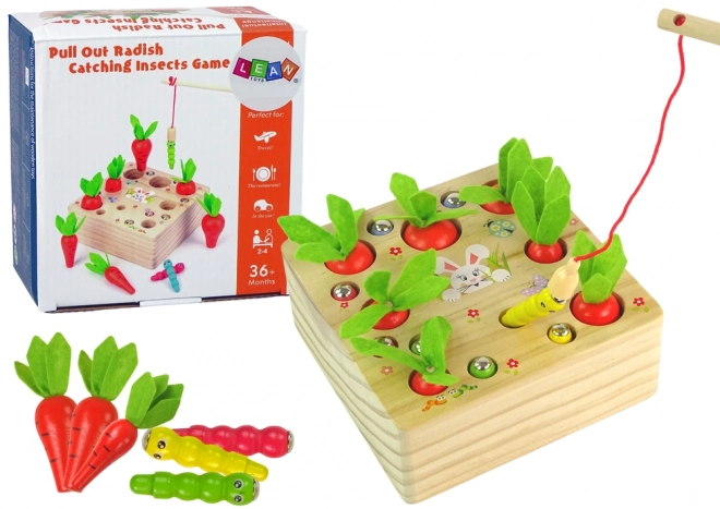 Gioco in legno carote e vermi con magnete e canna