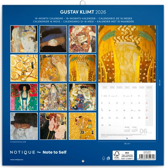 Calendario con appunti con immagini di Gustav Klimt 2026