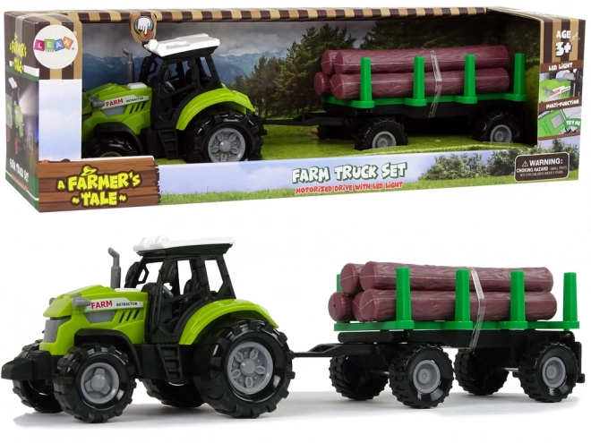 Trattore Verde con Rimorchio Suono e Fari