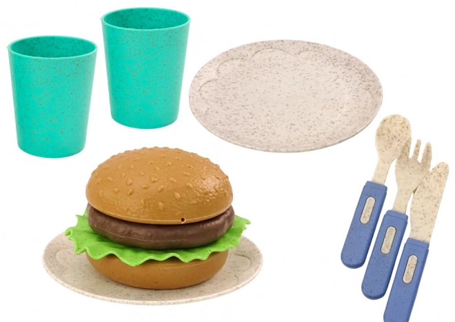Set di stoviglie per bambini ecologici con hamburger