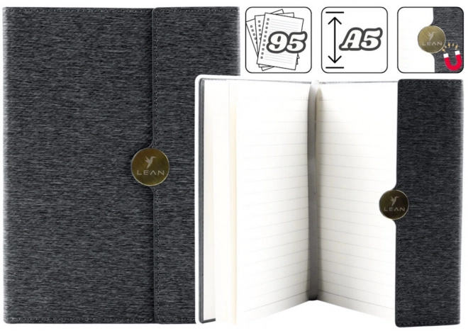 Blocco Note Magnetico in Pelle Nero A5