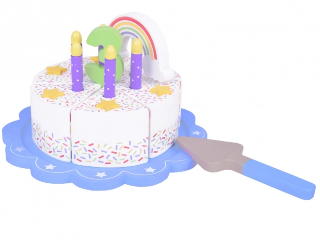 Torta di compleanno in legno a fette per bambini