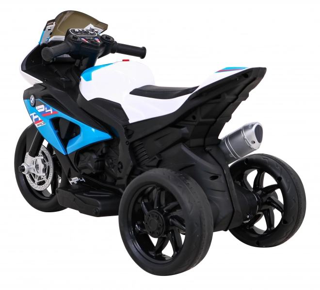 BMW HP4 Motocicletta per bambini a batteria Blu + 3 ruote + LED + MP3 USB + Pelle Eco
