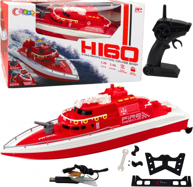 Grande barca motorizzata di salvataggio telecomandata rossa 1:28
