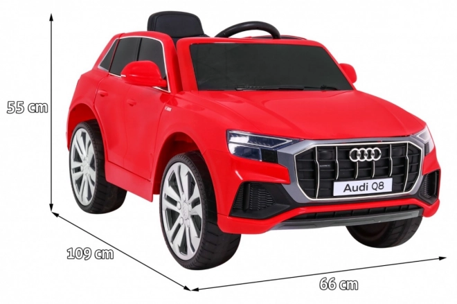 Audi Q8 Sollevatore per bambini batteria Rosso + Telecomando + EVA + Avvio lento + MP3 USB + LED