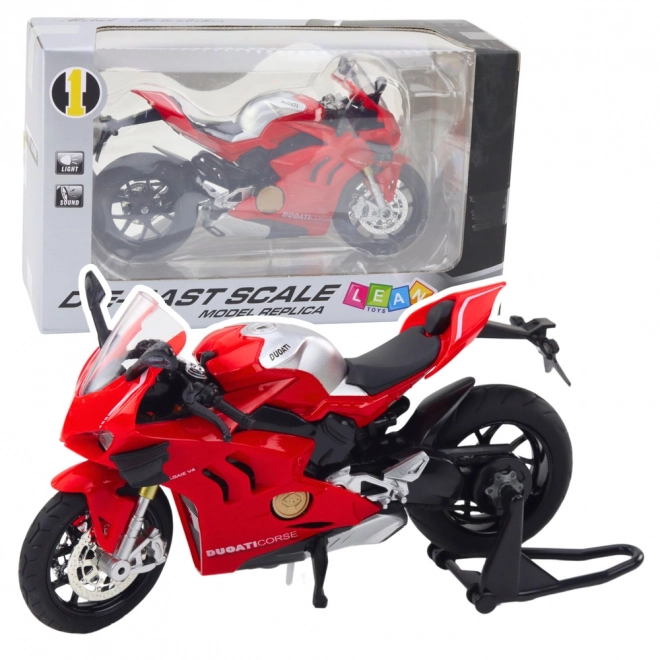 Moto sportivo in metallo con luci e suoni rosso 1:12