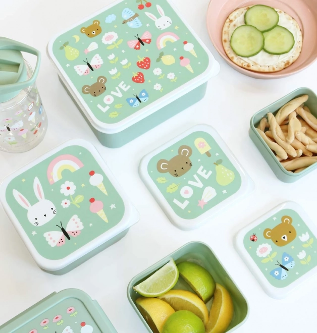 A Little Lovely Company Set di quattro scatole per snack – Gioia