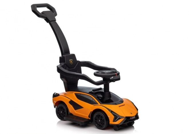 Macchina da passeggio Lamborghini bianca con spintore – Arancione