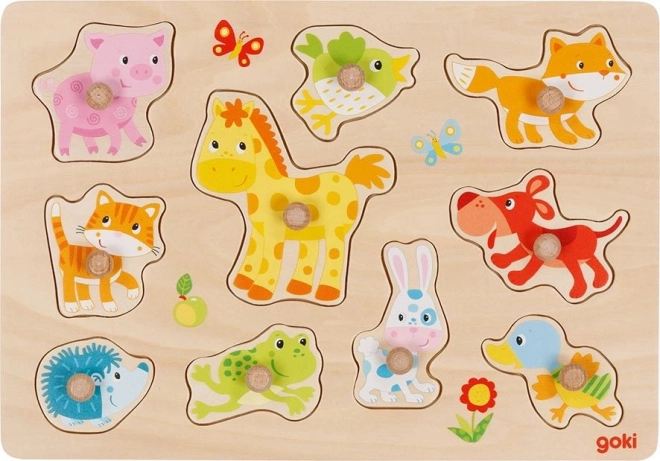 Puzzle in Legno con Maniglie Animali Divertenti