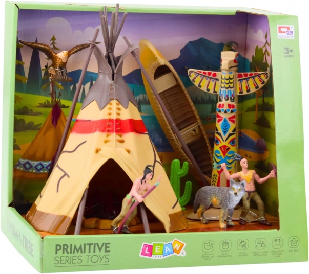 Set indiano con figure e teepee