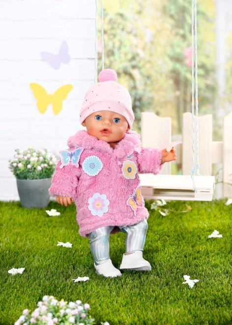Completo rosa BABY born con pelliccia per bambola