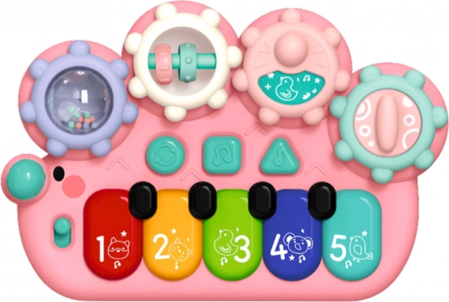 Pianoforte interattivo rosa per bambini con ingranaggi