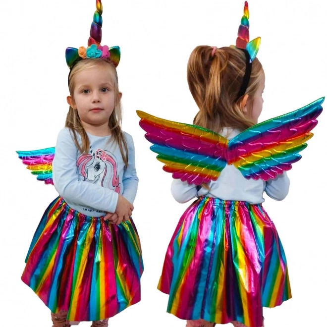 Costume da unicorno multicolore con gonna e fascia