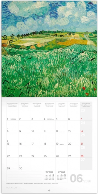 Calendario con note Vincent van Gogh 2026