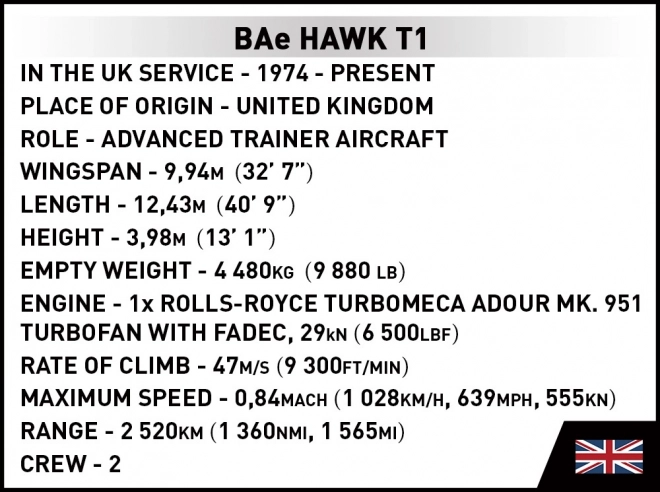 Cobi Modellino BAE Hawk T1 Aeronautica Militare