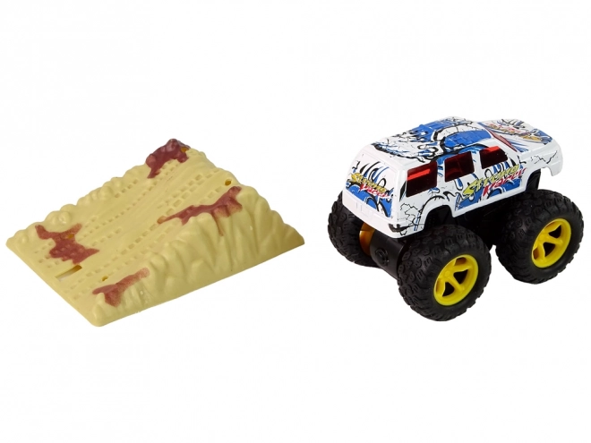 Macchina giocattolo Monster Truck con gomme in gomma e rampa