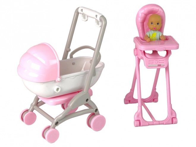 Set Bambola Mamma e Bambino con Accessori per Cameretta