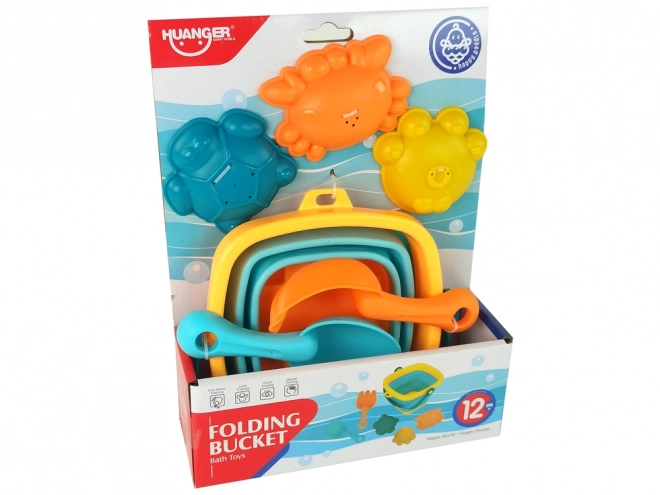 Set Giocattoli da Spiaggia Secchiello Pieghevole 5 Pezzi