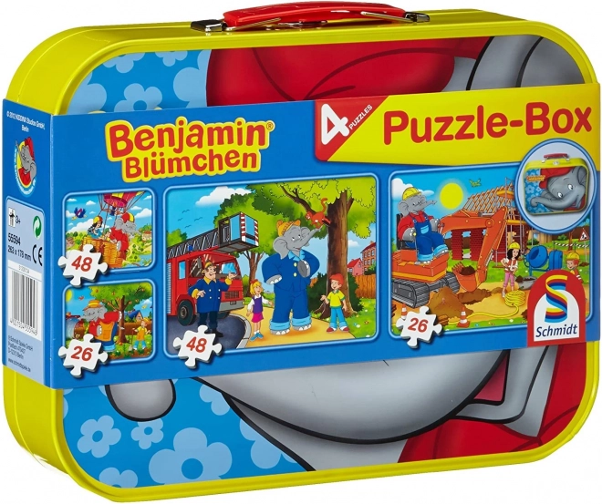 Puzzle SCHMIDT Benjamin l'elefante in valigetta di latta 4 in 1