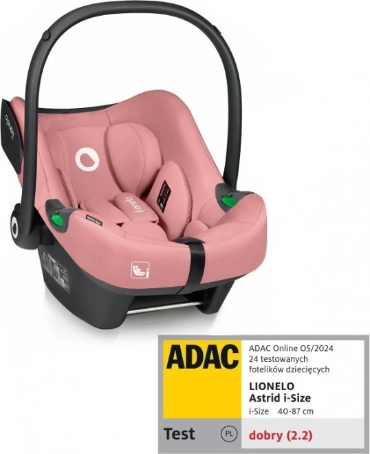 Seggiolino auto per bambini LIONELO Astrid i-Size rosa
