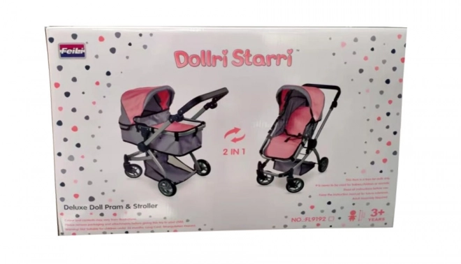 Passeggino in metallo per bambole 2 in 1