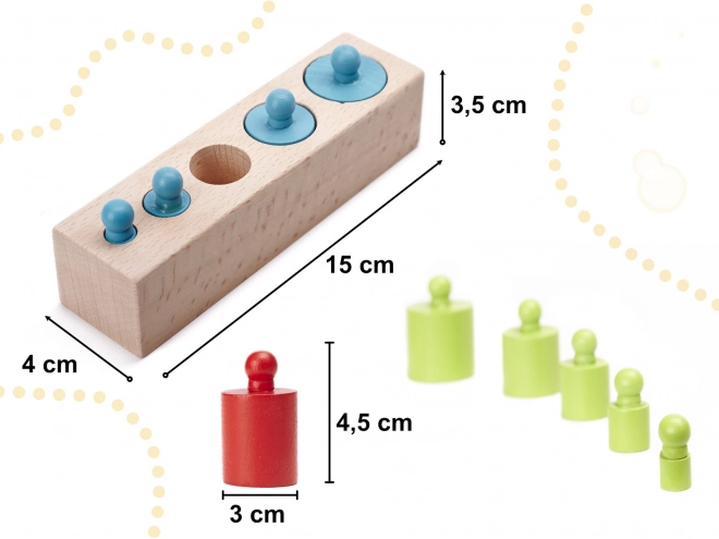 Cilindri di legno Montessori colorati