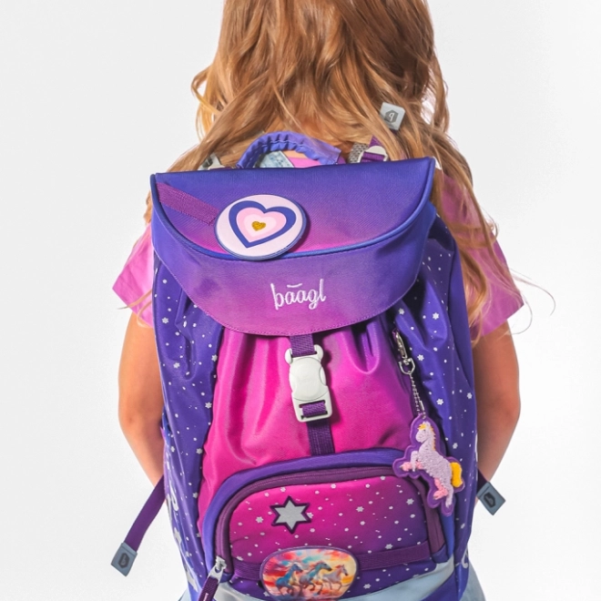 Set Scuola Cavalli Cuore: zaino, astuccio, sacca, grembiule, portafoglio