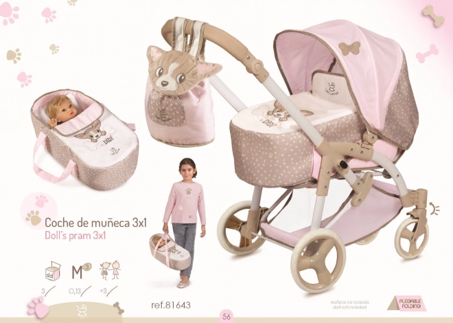 Passeggino pieghevole per bambole 3 in 1 con borsa DIDI