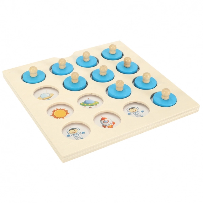 Gioco da tavolo memory in legno montessori con 4 carte