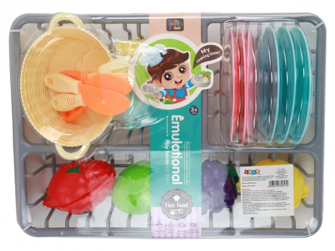 Set da cucina per bambini con frutta e verdura da tagliare