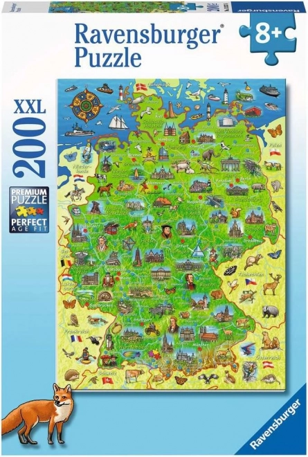 Puzzle mappa colorata della germania XXL 200 pezzi