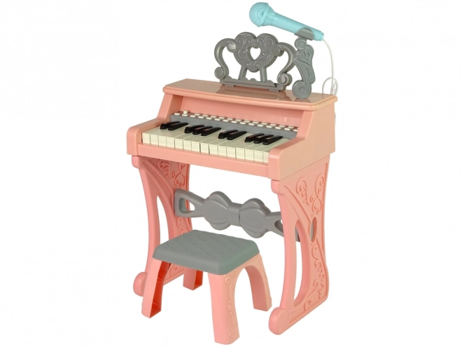 Pianoforte Elettrico Rosa con Sgabello 25 Tasti