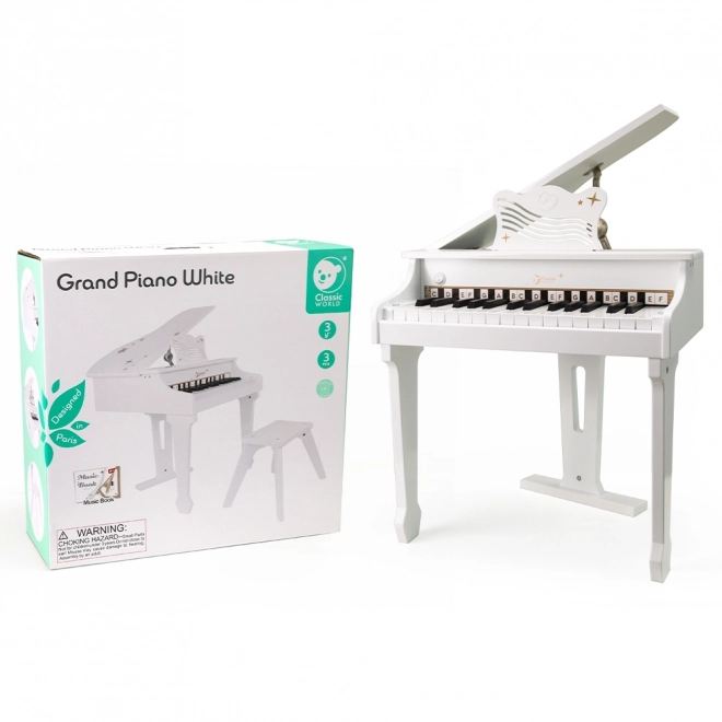 Pianoforte grande per bambini con sgabello e libro di apprendimento Classic World