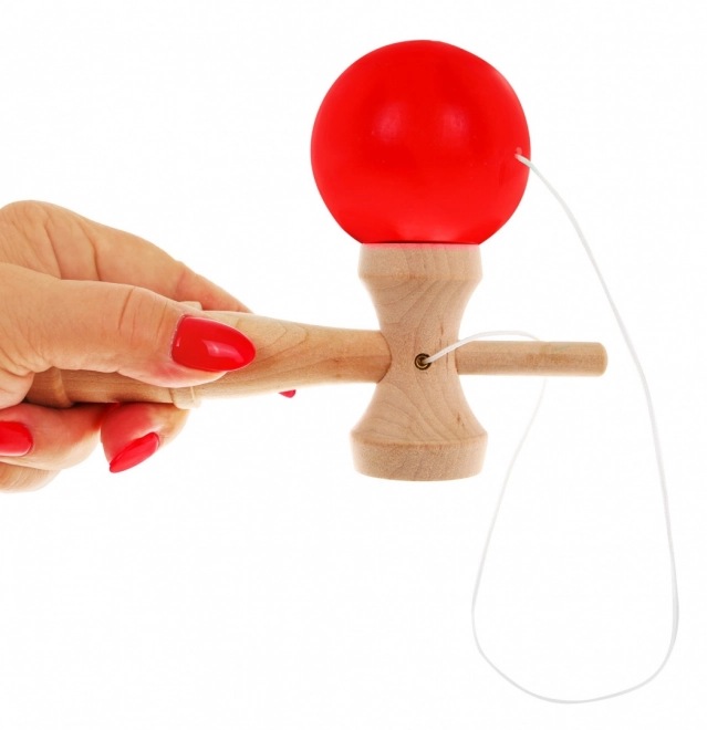 Gioco di abilità Kendama con sfera rossa in legno per adulti e bambini 3+