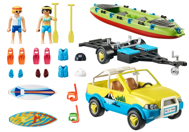 Auto e rimorchio pronti per ogni avventura in spiaggia