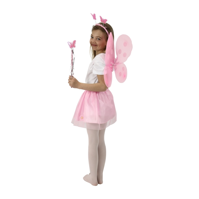 Gonnellina rosa vaporosa e ali da farfalla