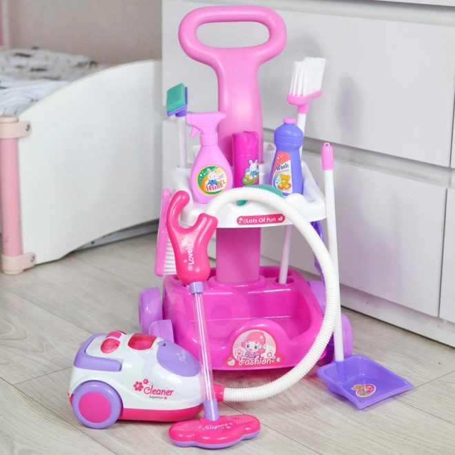 Set pulizie per bambini con carrello e aspirapolvere Woopie