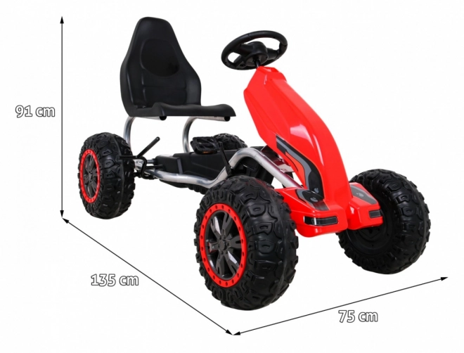 Grande go-kart a pedali Forte per bambini Rosso + 100 kg di carico + Ruote in EVA + Freno a mano + Sedile sportivo