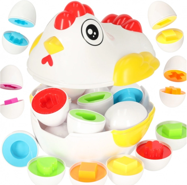 Puzzle educativo Gallina con smistatore di forme delle uova